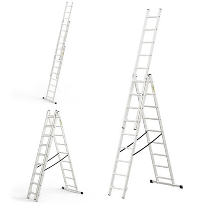 Drabest Aluminum Ladder 3-Section 3X9 150 Kg En131 Home from B&Q