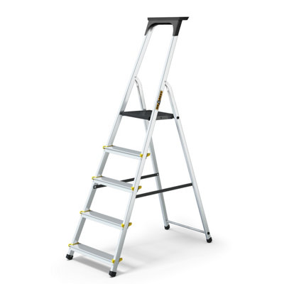 B&Q -  5 Steps Aluminium Professional Ladder + Tool Tray 150Kg