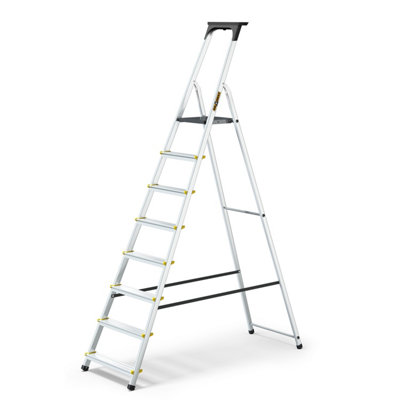 Drabest 8 Steps Aluminium Professional Ladder + Tool Tray 150Kg from B&Q