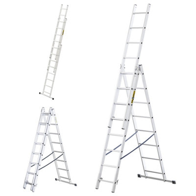 Drabest Aluminum Ladder 3-Section 3X8 150 Kg En131 Home from B&Q