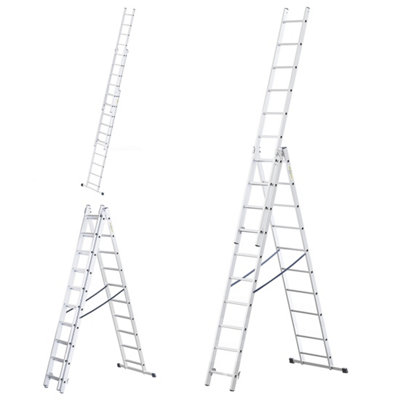 Drabest Aluminum Ladder 3-Section 3X10 150 Kg En131 Home from B&Q