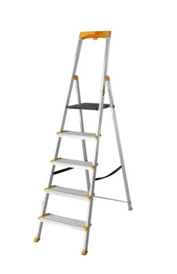 Drabest 5-Step Single-Sided Aluminum LadderWide Steps & Tool Shelf