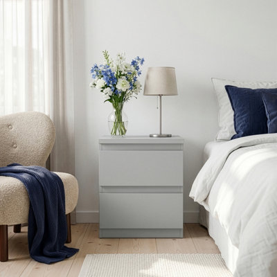 Furniture To Go Light/Grey Edmore 2 Drawer Bedside Table In - W 41.8 X H 49.3 X D 32.2Cm - Manufactured Wood - 1 - Image 4
