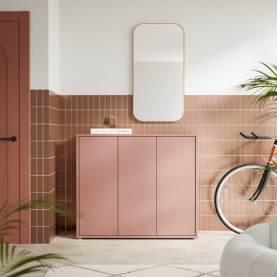 B&Q -  Alice Springs Shoe Cabinet With 3 Doors Push-To-Open In Terracotta