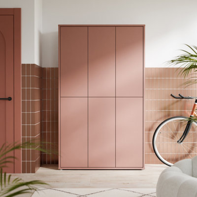 B&Q -  Alice Springs Tall Shoe Cabinet With 6 Doors Push-To-Open In Terracotta