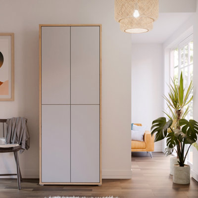 Furniture To Go Alice Springs Shoe Cabinet With 4 Doors Push-To-Open In Artisan Oak And Light Grey Doors from B&Q