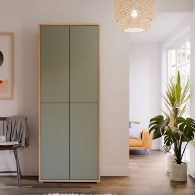 Furniture To Go Alice Springs Shoe Cabinet With 4 Doors Push-To-Open In Artisan Oak And Sage Green Doors from B&Q