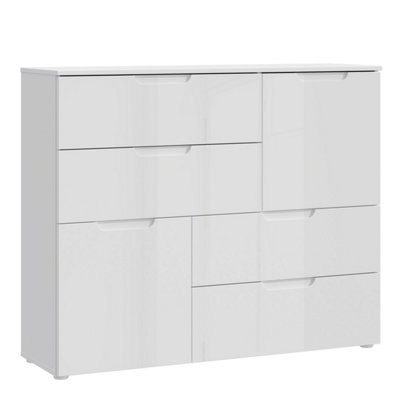 B&Q Sienna Abstract Chest Of In / High Gloss White