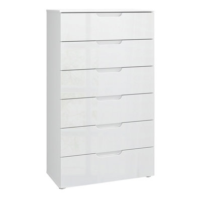 B&Q Sienna Chest Of 6 Drawers In / High Gloss White