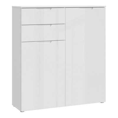 B&Q Sienna Chest Of Drawers In / High Gloss White