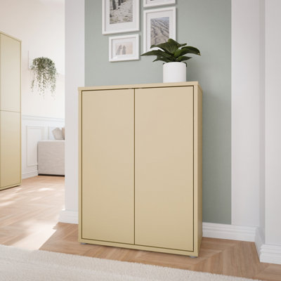 B&Q -  Alice Springs Shoe Cabinet With 2 Doors Push-To-Open In Butter Yellow
