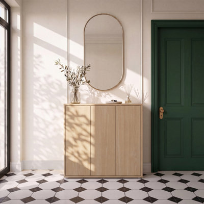 B&Q -  Alice Springs Shoe Cabinet With 3 Doors Push-To-Open In Elegancia Oak