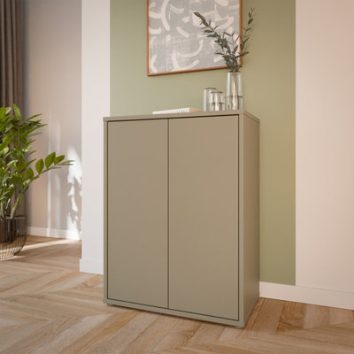 B&Q -  Alice Springs Tall 2 Door Cupboard With Push-To-Open Doors In Taupe