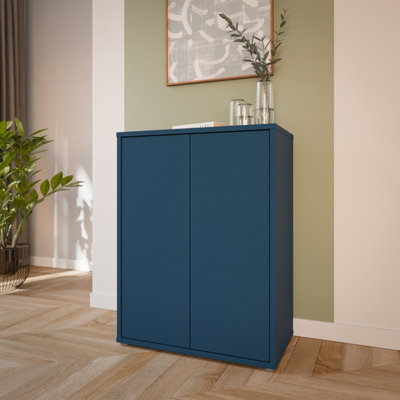 B&Q -  Alice Springs Tall 2 Door Cupboard With Push-To-Open Doors In Night Blue