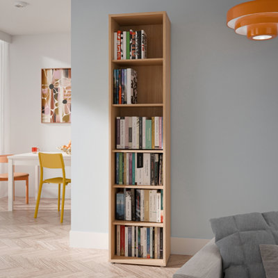 B&Q -  Alice Springs Tall Narrow Bookcase With 5 Shelves In Elegancia Oak