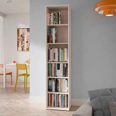 B&Q -  Alice Springs Tall Narrow Bookcase With 5 Shelves In Soft Neutral