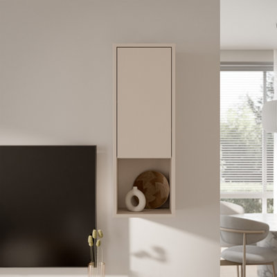 B&Q -  Alice Springs Narrow Cupboard With 1 Door Push-To-Open In Sand
