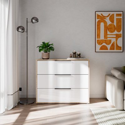 Furniture To Go Orkney 3 Drawer Chest In Mauvella Oak And White Gloss from B&Q