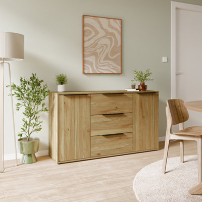Furniture To Go Orkney 3 Drawer Sidebaord With 2 Doors In Mauvella Oak from B&Q