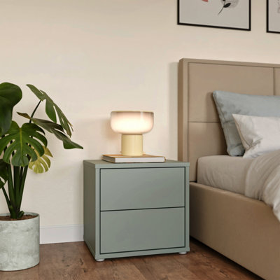 B&Q -  Alice Springs Low Bedside Cabinet With 2 Drawers Push-To-Open In Sage Green
