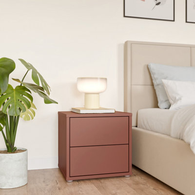 B&Q -  Alice Springs Low Bedside Cabinet With 2 Drawers Push-To-Open In Terracotta