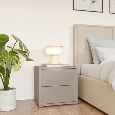 B&Q -  Alice Springs Low Bedside Cabinet With 2 Drawers Push-To-Open In Taupe
