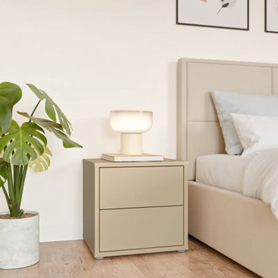 B&Q -  Alice Springs Low Bedside Cabinet With 2 Drawers Push-To-Open In Butter Yellow