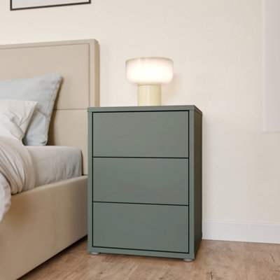 Furniture To Go Alice Springs Bedside Cabinet With 3 Drawers Push-To-Open In Sage Green from B&Q