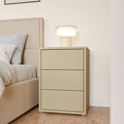 B&Q -  Alice Springs Bedside Cabinet With 3 Drawers Push-To-Open In Butter Yellow