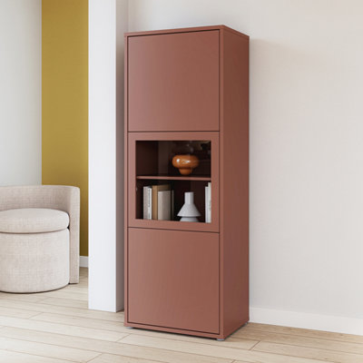 B&Q -  Alice Springs Narrow Display Cabinet With 3 Push-To-Open Doors In Terracotta