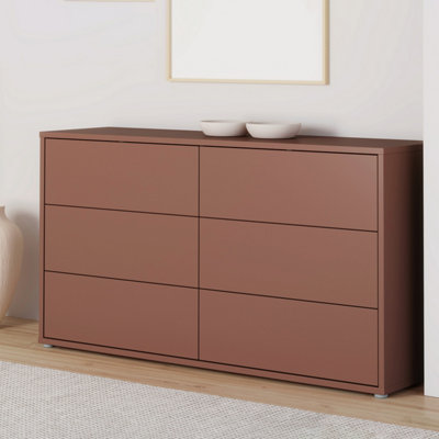 Furniture To Go Alice Springs 6 Drawer Wide Chest With Push-To-Open Drawers In Terracotta from B&Q