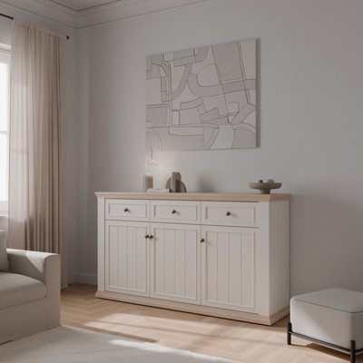 Furniture To Go Pontypool 3 Drawer And 3 Door Sideboard In White And Riva Oak from B&Q