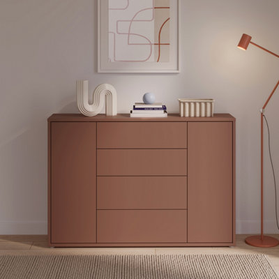 B&Q -  Alice Springs Wide Sideboard With 4 Drawers And 2 Doors With Push-To-Open In Terracotta
