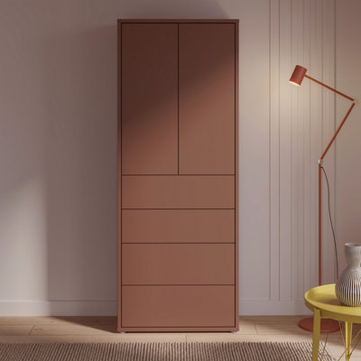 B&Q -  Alice Springs Tall Storage Cabinet With Push-To-Open Doors And 4 Drawers In Terracotta