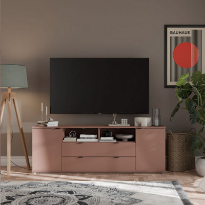 B&Q -  Ganymede Wide Tv Unit With Open Shelving2 Drawers And 2 Doors In Terracotta