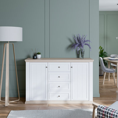 Furniture To Go Pontypool 4 Drawer And 2 Door Sideboard In White And Riva Oak from B&Q