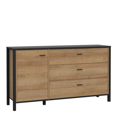 B&Q -  High Rock Sideboard In Matt Black/riviera Oak