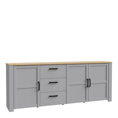 Florence Bohol Large Sideboard - Riviera Oak - Grey - Image 3