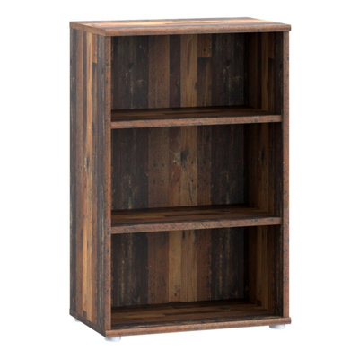 B&Q -  Essential Low Narrow 2 Shelf Bookcase In Vintage Oak