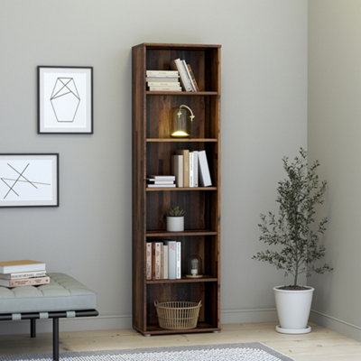 Rackhams Grain Essential Narrow 5 Shelf Bookcase In Vintage Oak - Vintage Oak - Wood - 1 - Image 6