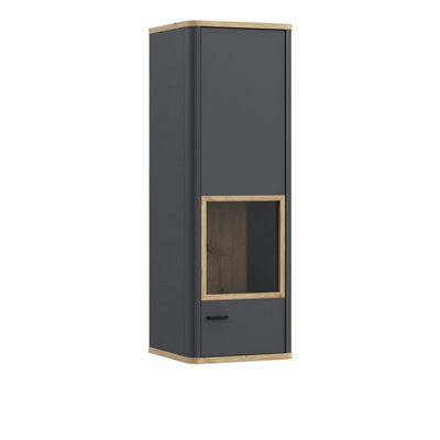 B&Q -  Klara Display Cabinet With 1 Glass Door In Grey And Oak