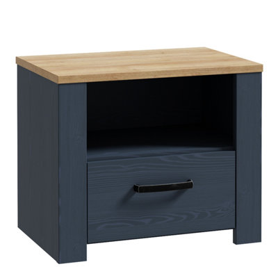 Furniture To Go Bohol 1 Drawer Bedside In Navy Oak