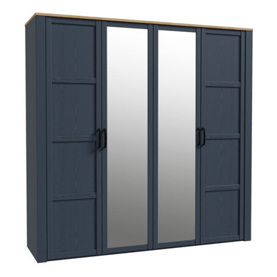 Furniture To Go Bohol 2 Door 2 Mirrored Door Wardrobe In Riviera Oak/ White