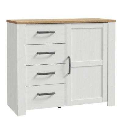 B&Q -  Bohol 1 Door 4 Drawer Chest In Riviera Oak/white