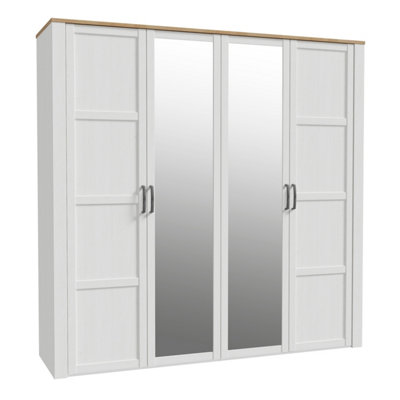B&Q -  Bohol 2 Door 2 Mirrored Door Wardrobe In Riviera Oak/white