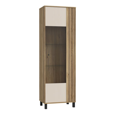 Furniture To Go Cream Grafton Glass Door Display Cabinet In And Oak
