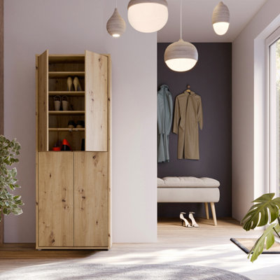 Furniture To Go Alice Springs Shoe Cabinet With 4 Doors Push-To-Open In Artisan Oak from B&Q