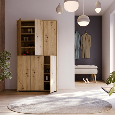 Furniture To Go Alice Springs Shoe Cabinet With 6 Doors Push-To-Open In Artisan Oak from B&Q