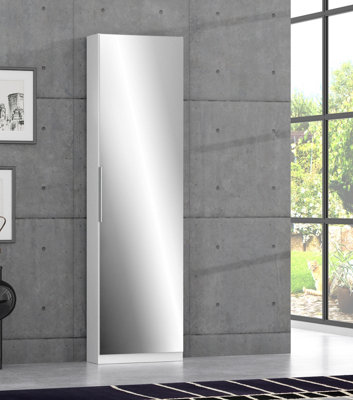 FurniComp LTD Furnicomp Reflex White Tall Mirrored Shoe Cabinet from B&Q