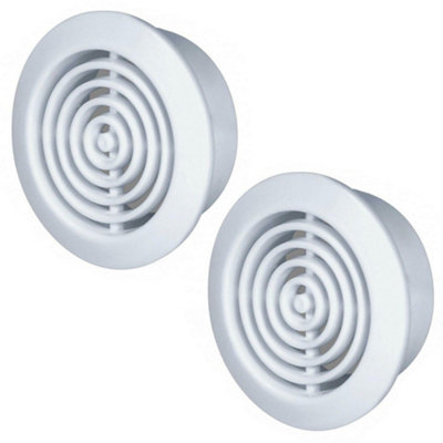 Awenta 45mm Diameter Hole 2X White Round Door Air Vent Grille Woodwork Furniture from B&Q